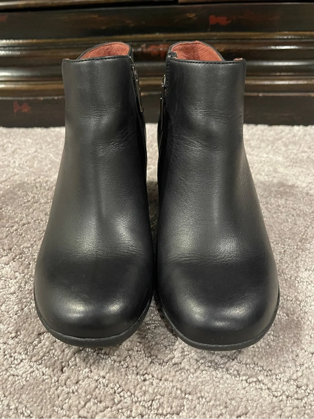 Dansko Perry Black Leather Ankle Boot with Stacked Heel, Waterproof, Size 38/7.5